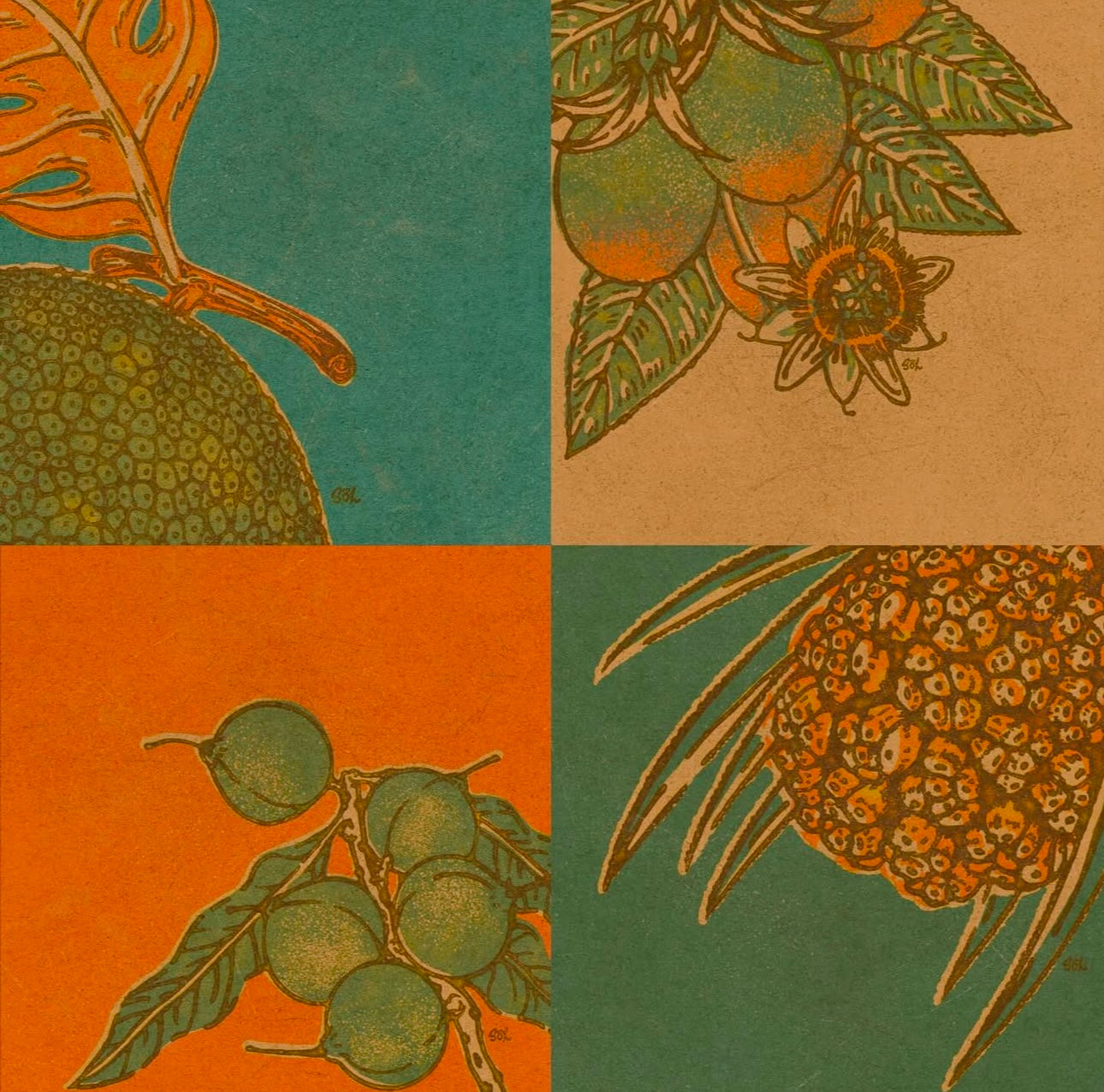 Waiwai 'Āina Series 1 - "Nā Hua 'Eha (Four Fruits)” Giclée Art Prints