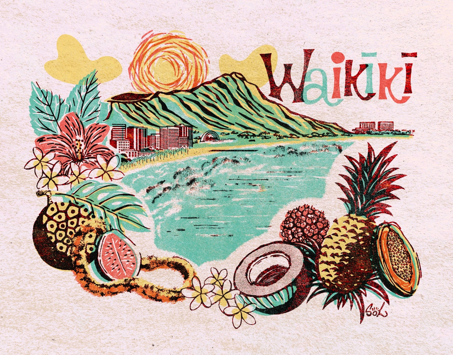 Waikīkī Pop Giclée Art Print