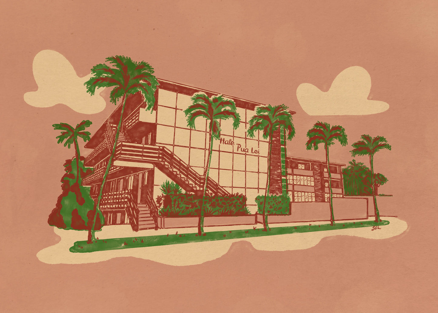 hale pua lei mid century modern hawaii tropical