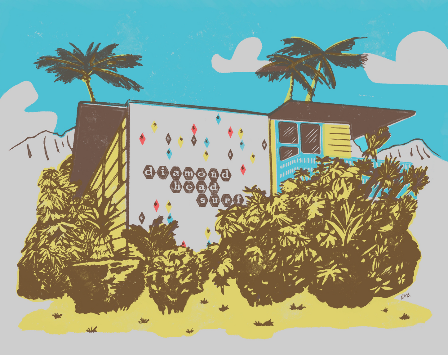 diamond head surf mid century modern tropical waikiki