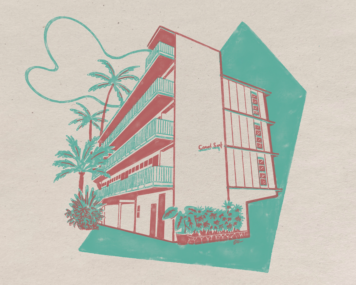 coral surf building waikiki honolulu hawaii solario tropical